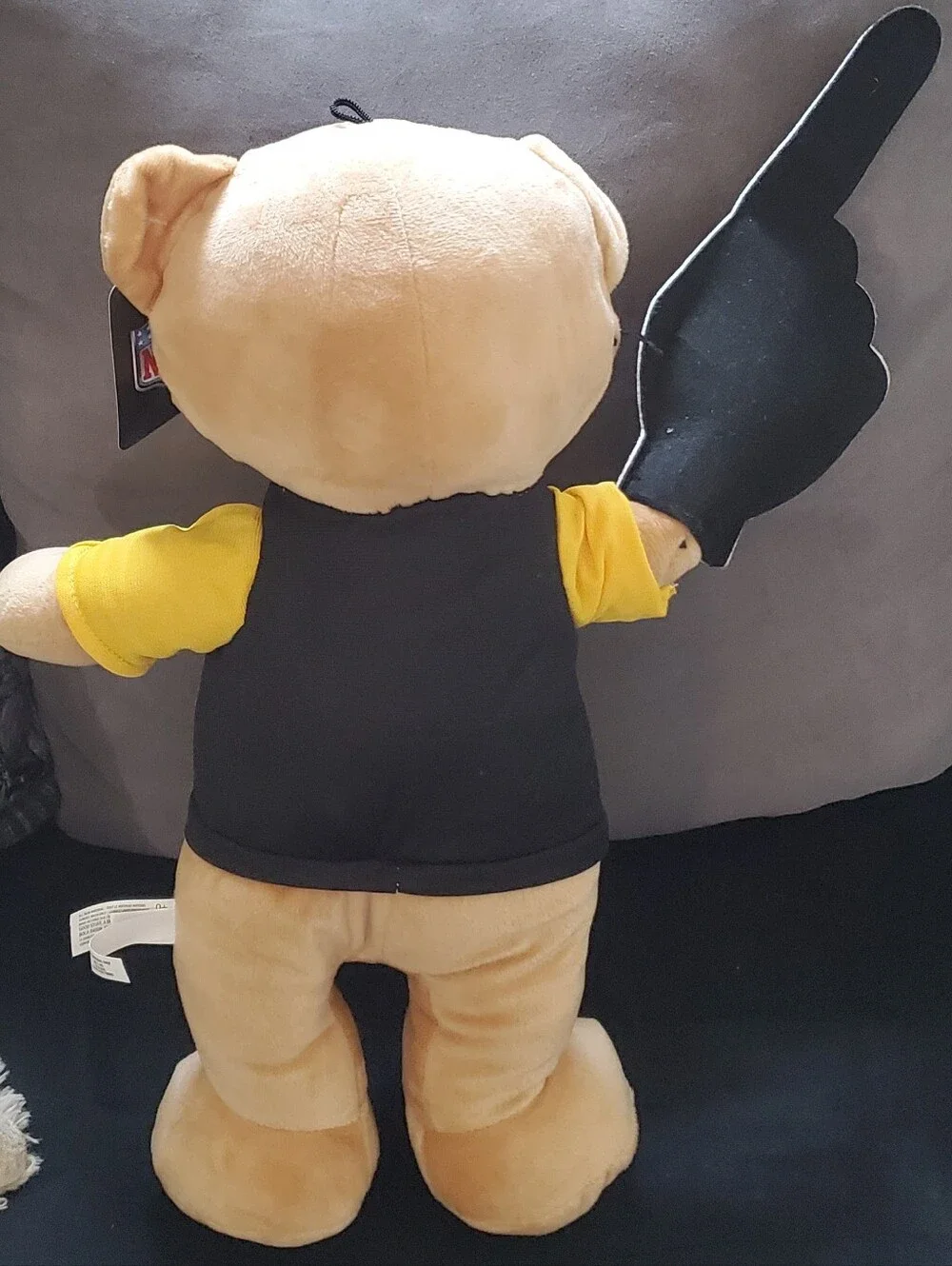 Steelers Plush Fan Bear with #1 Foam Finger - Yellow & Black